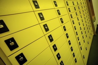 A self-service zone in an Austrian post office. PO boxes and parcel machines Austria