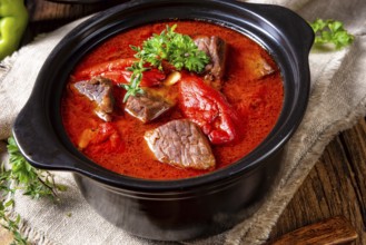 A real Hungarian goulash with beef and paprika