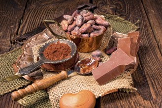 Chocolate cocoa and cocoa beans