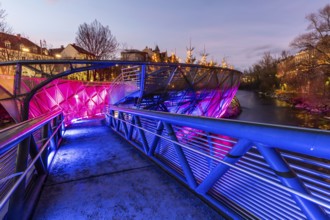 Advent atmosphere, illuminated Murinsel, Graz, Styria, Austria