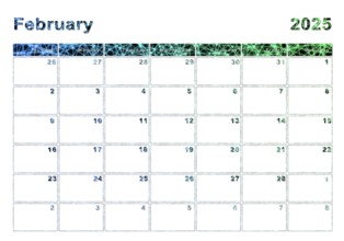 February 2025 calendar, week start Sunday, modern design