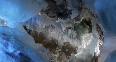 HINTERTUX, AUSTRIA, SEPTEMBER 10, 2023, Great ice formation in a natural glacial ice cave