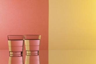 Glasses of water on the glass table