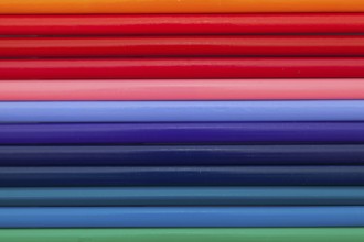 Detail of rainbow colorful Pencil on the table