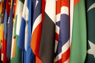 Some world national flags shot from an angle