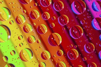Color pencils under glass with drops of water. Office concept