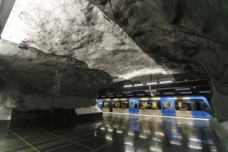 STOCKHOLM, SWEDEN - 22nd of May, 2014. Stockholm subway, Sweden Interior of stadshagen