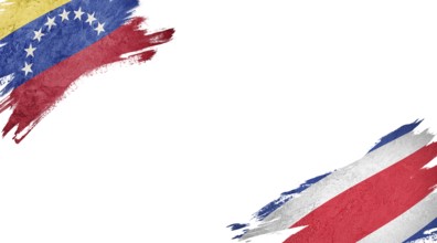 Flags of Venezuela and Costa Rica on white background