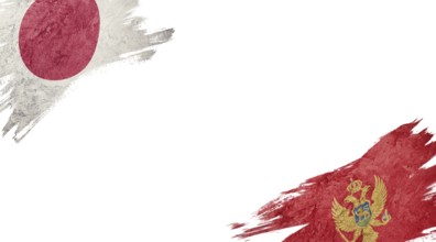 Flags of Japan and Montenegro on White Background