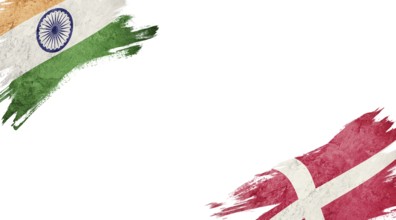 Flags of India and Denmark on White Background