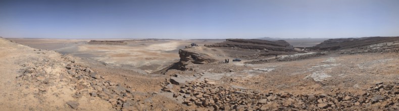Panoramic view from the top of mount Gara Medouar to the desert, Morocco