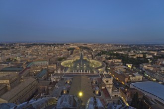 View on the Vatican and St Peters square at sunset