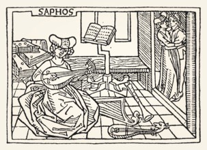 Sappho, an Archaic Greek poet, De mulieribus claris, Giovanni Boccaccio, by Johann Zainer, 1473