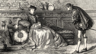 Act III, SCENE I., Palace of the Regent, Margaret of Parma with Machiavel, scene from EGMONT by