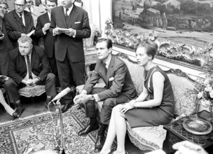 Margrethe II of Denmark. Pictured with Henri de Laborde de Monpezat at Fredensborg palace in