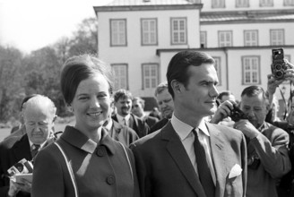 Margrethe II of Denmark. Pictured with Henri de Laborde de Monpezat at Fredensborg palace in