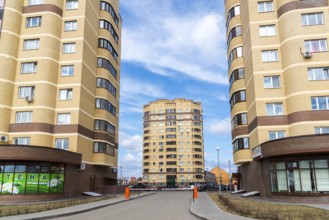 Andreevka, Russia, April 11.2016. The residential complex Uyutniy