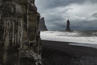 At Reynisfjara Beach in southern Iceland