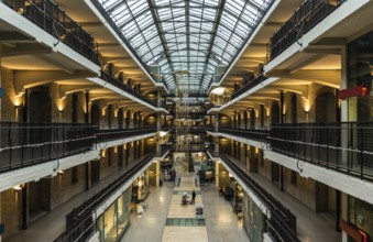 Royal Depot interior, Tour and Taxis with golden light and christmas decoration