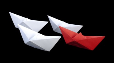 Winner red paper ship. Leadership conception