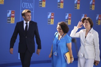 Spain, Madrid - 30 June, 2022: French President Emmanuel Macron (L) attends the NATO summit in