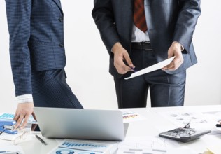 Corporate teamwork concept with businessman. Business people meeting in conference room. Idea