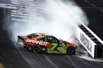 JUSTIN ALLGAIER (7) spins during the Food City 300 at Bristol Motor Speedway in Bristol TN,