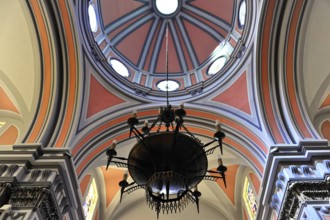 La Merced or Church of Our Lady of Mercy, view of a richly decorated ceiling with dome and a large