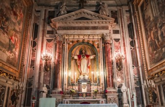 NAPLES, ITALY ? MAY 15, 2014: Interiors and details of barroco church of the Gesu Nuovo, built year