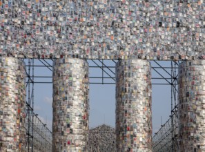'The Parthenon of Books' by the Argentinian conceptual artist Marta Minujin, banned books,