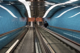 NAPLES, ITALY, MAY 06, 2022, Modern design of a metro station in downtown Naples, Italy