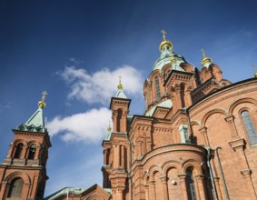 Exterior detail of Uspenski orthodox church cathedral famous landmark in helsinki city finland