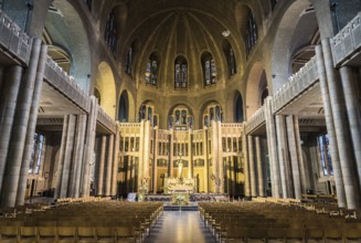Belgium, 09 30 2019: Interior design of the catholic basilica of the Sacred Heart of Koekelberg