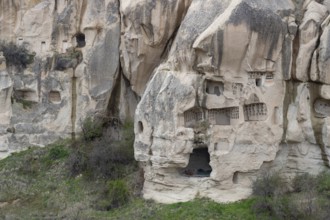 A picture of the rocky facades of the Goreme Historical National Park near the Goreme Open Air