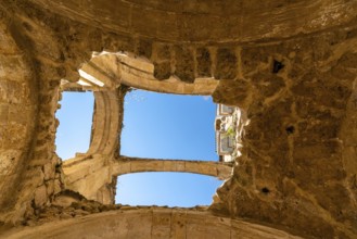 View of the ruins of an ancient abandoned monastery in Santa Maria de Rioseco, Burgos