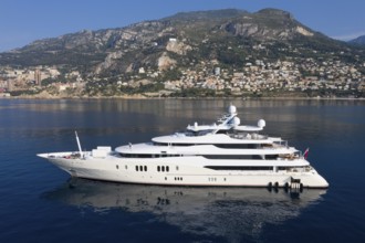 Aerial view 78, 43 metre long motor yacht EMINENCE, delivered in 2008 by the German shipyard