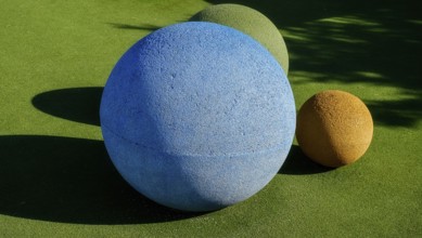 Colored balls on the grass, Malaga, Spain