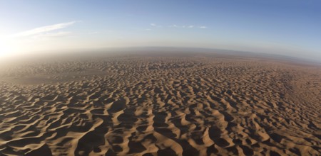 Beatiful aerial panorama landscape in Sahara desert at sunrise