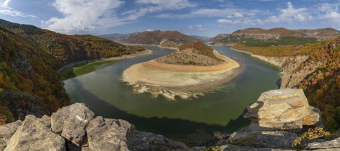 Panorama landscape view of the Arda River Bend near Kardzhali in Bulgaria
