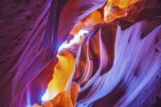 Great red and purple hues slot canyon Antelope. Arizona, USA. Upper Antelope Canyon in the Navajo
