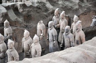 XIAN, CHINA - October 29, 2017: Terracotta Army. Clay soldiers of the Chinese emperor. Sculptures