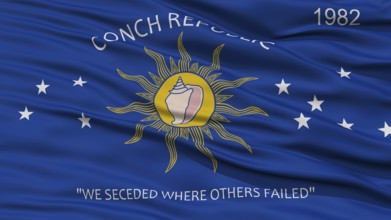 Closeup of Key West City Flag, Waving in the Wind, Florida State, United States of America