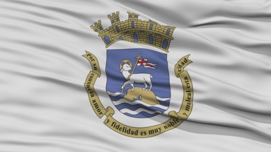 Closeup San Juan City Flag, Capital City of Puerto Rico, Waving in the Wind