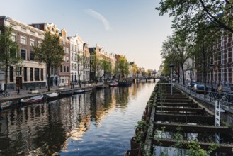 Amsterdam, Netherlands, May 5, 2022: Old typical Amsterdam houses in Red Light District. De Wallen
