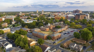 Aerial view university campus area looking into the city suberbs in Lexington KY