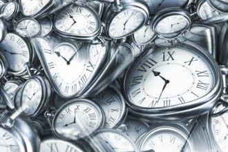 Droste effect background with infinite clock spiral. Abstract design for concepts related to time