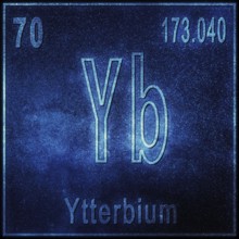 Ytterbium chemical element, Sign with atomic number and atomic weight, Periodic Table Element