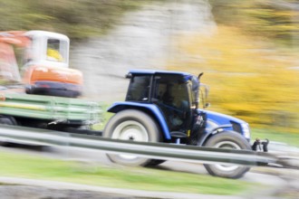 Tractor in full speed passing by