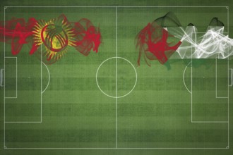 Kyrgyzstan vs Palestine Soccer Match, national colors, national flags, soccer field, football game,