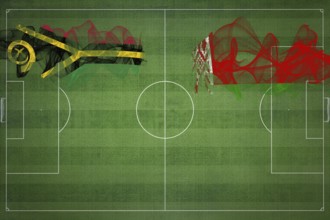 Vanuatu vs Belarus Soccer Match, national colors, national flags, soccer field, football game,